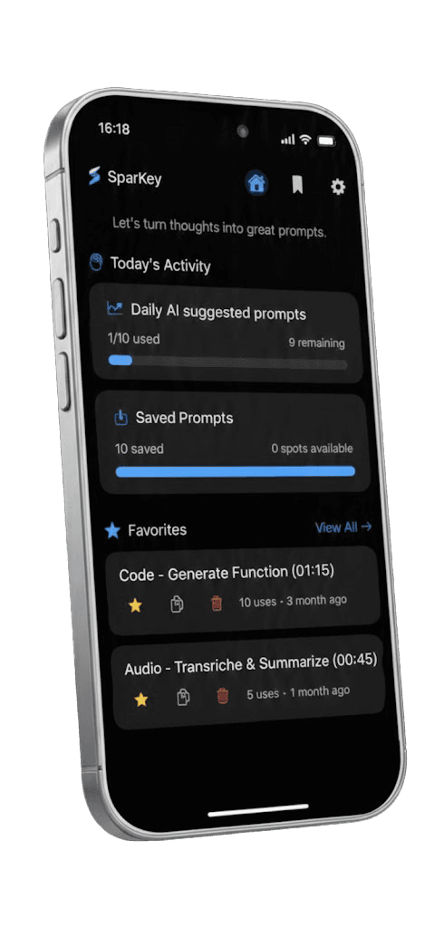 Black iPhone with SparKey interface